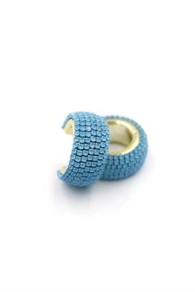 PRATİKOBA Stone Hoop Earrings - Blue