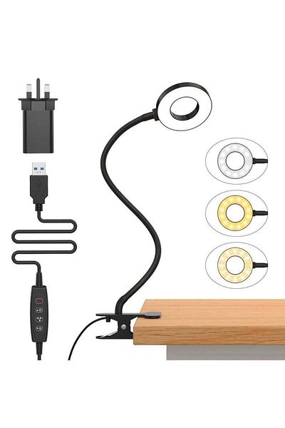 Generic SYOSI SYOSI Desk Lamp, Clip LED Reading Light with 3 Color Modes and 10 Brightness 360Â°Flexible Go