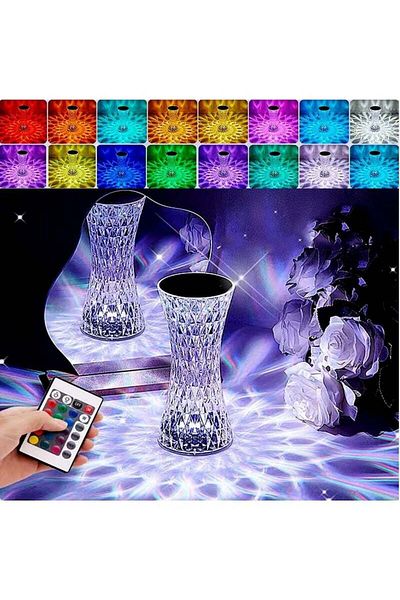 Generic Prime LED Crystal Diamond Table lamp Dimmable 16 Colors RGB Remote Control USB Charging ,Modern Ho