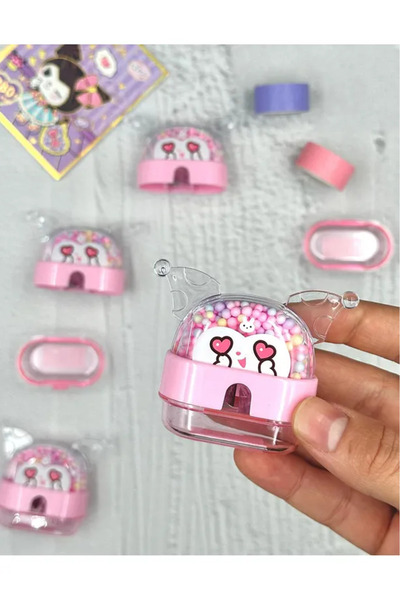 adayus Kuromi Patterned Pink Color Pencil Sharpener Positive