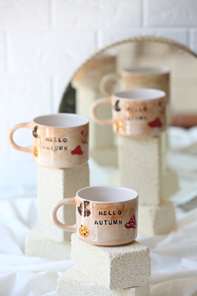 MERVEOKTAYSERAMİK seramik el yapımı sonbahar çizimli mug