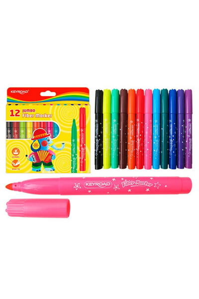 KEYROAD الوان مائية فايبر ماركر جامبو 12 لون
