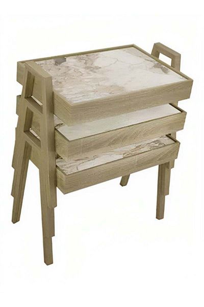 smart home Serving Tables Set of 3 Pieces White/Beige
