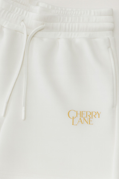Cherry Lane Women's Off-White Sweatshirt & Shorts Set Casual Sporty Chic
