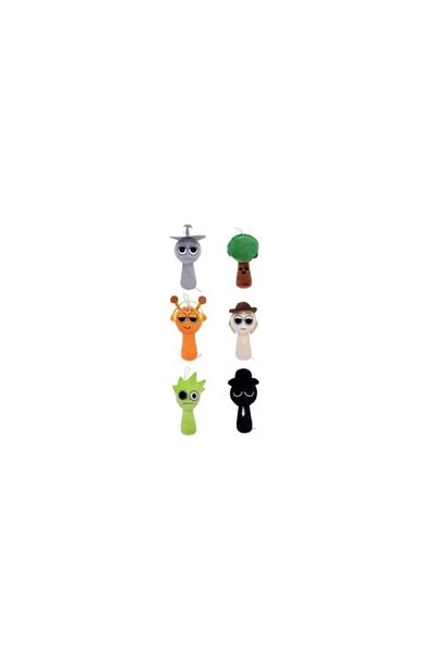 MASHASHOP Set 6 Mascote de plus, Sprunki, MASHASHOP, portocaliu/gri, 25 cm - 30 cm