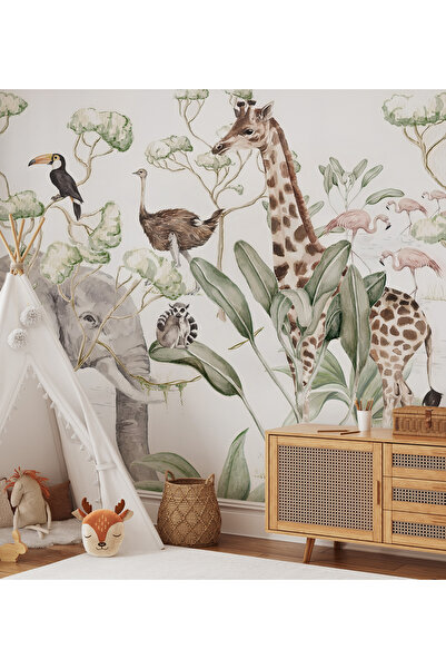 Tasarım Safari Hayvanlar Konsept Duvar Kağıdı