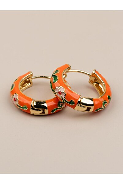 Portakal Esintisi أقراط دائرية عتيقة من ماريفيل مينيلي بنمط الزهور