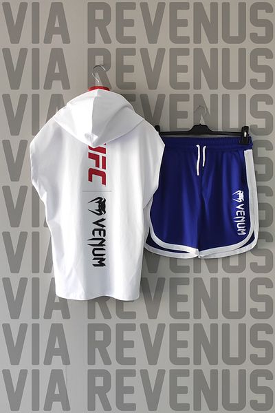 Vordevia Ufc Front and Back Printed Zero Sleeve Hooded Sports Tshirt and Custom Jersey Fabric Sports Shorts