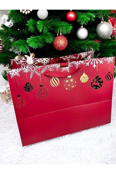 Marcabox For You Design Yılbaşı Temalı Altın Yaldız Baskılı Saten Kurdeleli K...