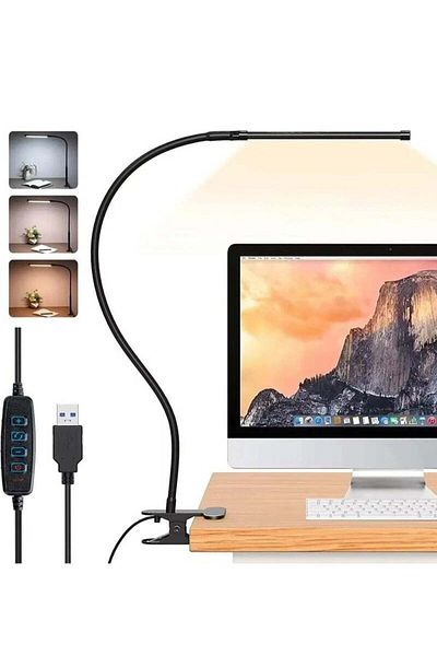 Generic LOOPITYS 10W LED Desk Lamp with Clamp Dimmable Clip On Reading Light 10 Brightness Level 3 Lighting