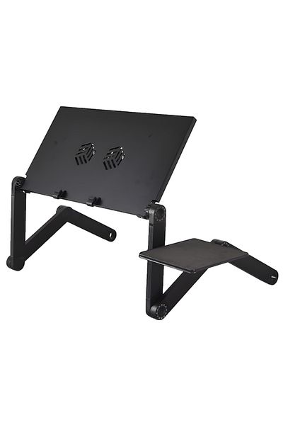 HAWIRE Suport laptop metalic cu 3 picioare pliabile, Stand multifunctional, Dubla racire, Mouse Pad
