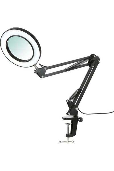 Generic Tomshine Flexible Clamp-On Table Lamp With Magnifier Swing Black 30x5x25cm