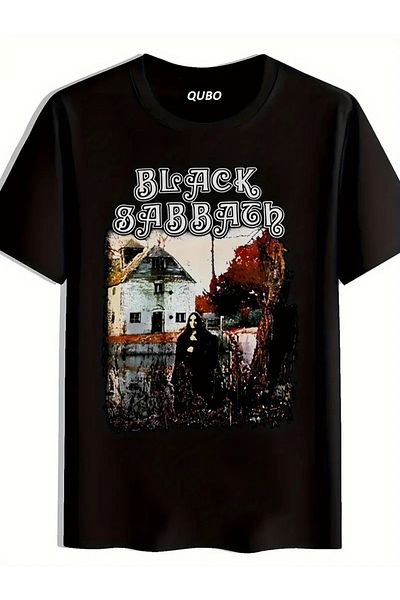 qubo sportswear & company Qubo Unisex Oversize Printed Cotton Crew Neck Short Sleeve Black T-Shirt