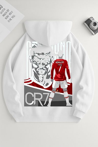 New Shine White Unisex Cristiano Ronaldo Printed Sweatshirt