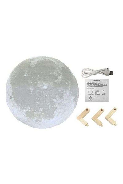 Generic Beauenty 3D Colour Changing Moon LED Table Lamp White/Beige 11cm