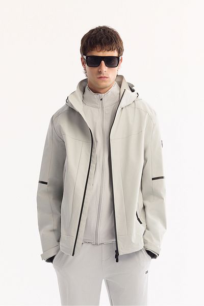 Avva Men's Gray Water Repellent Windproof Thin Coat A52Y6036