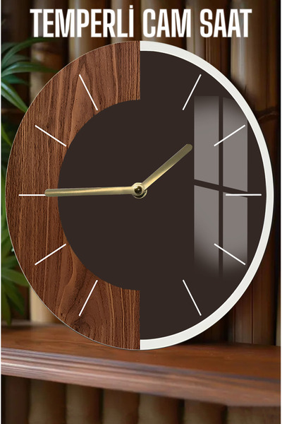 kutuTR Modern ve Şık Tasarım 3D Görünümlü Temperli Cam Saat – 33 cm CSDW084
