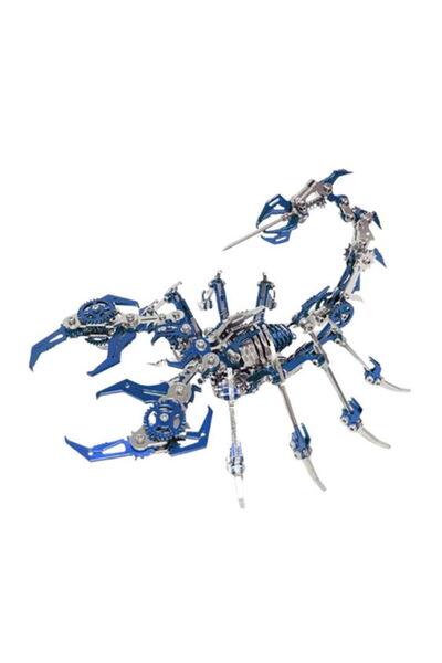 HAWIRE Puzzle mecanic 3D, DJD-009, Model scorpion DYI, Metalic, 420 piese, Albastru