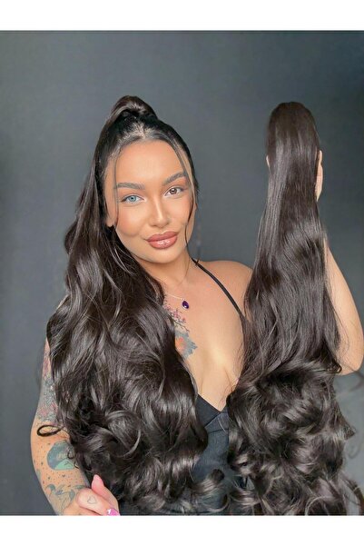 Suzan Peruk Koyu Kestane Tokalı Mandallı Postiş At kuyruğu Ekstra uzun SERİ S...