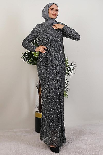 GİYZAMİLA Rochie Hijab Smoke Gri închis