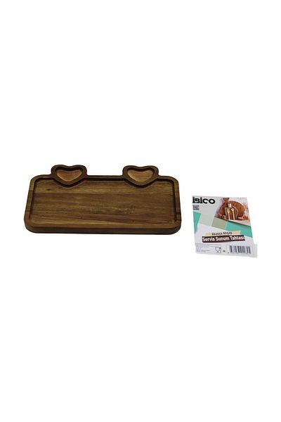 Light up Acacia Rectangular 3 Compartments = 2in1 Heart Compartment + 1 Wooden Serving Presentation Tray - Board 25 X 14 X 1.4C