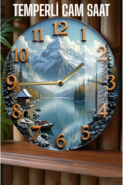 kutuTR Şık Tasarım 3D Görünümlü Temperli Cam Saat – 33 cm CSDW080