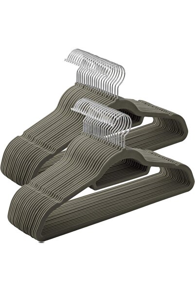 Genel Markalar SONGMICS 50'li Paket Kadife Askı 0,6 cm Kalınlıkta Takım Elbise Askısı, Kaymaz Yüzeyli, Iki Çenti...