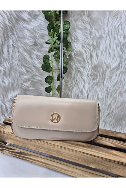 EZZY BLİSS Women's Caryle Model Autumn Quality Leather Handbag Shoulder and Strap Bag - Cream