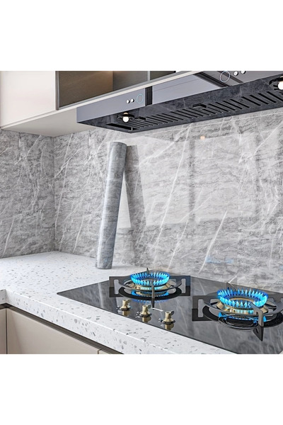 Epilons Athens Grey Marble Patterned Kitchen Countertop Foil 5m X 60cm Heat a...