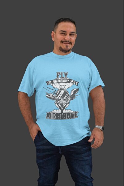 ArtYus TRIOC BĂRBAȚI FLY AIR FORCE BYZ TRANSFER PRINTED CU Gât rotund și mâne...