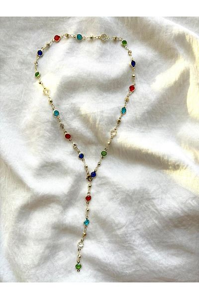 DEFORA Elegant Women's Y Necklace with Colored Zircon Stone