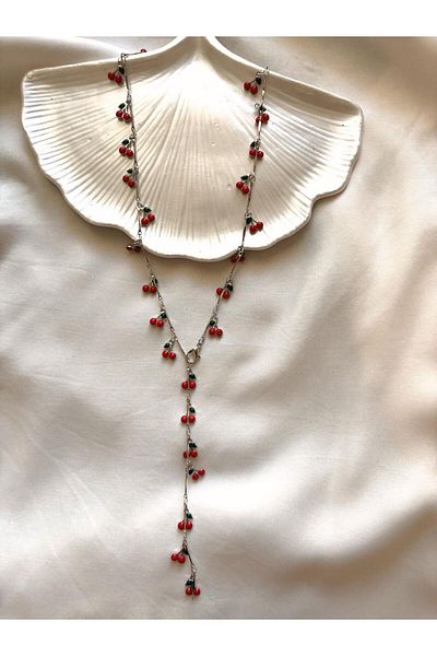 DEFORA Gold Red Cherry Model Y Necklace