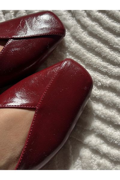 labor Selection Blunt Toe Stitching Detail Open Back Ballerinas