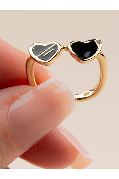 Portakal Esintisi Noirvue Black Heart Glasses Adjustable Xuping Ring