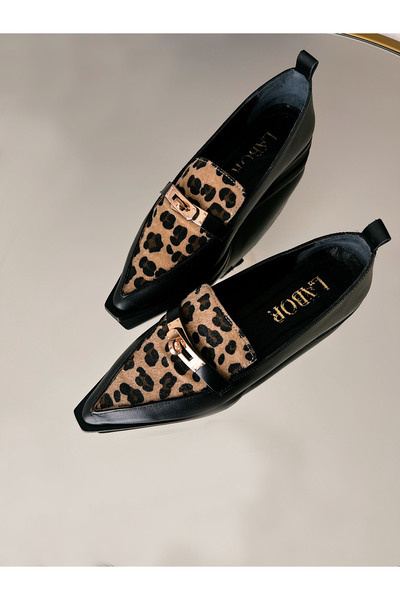 labor Selection İç Dış Hakiki Deri Tokalı Loafer Babet (geniş kalıp)