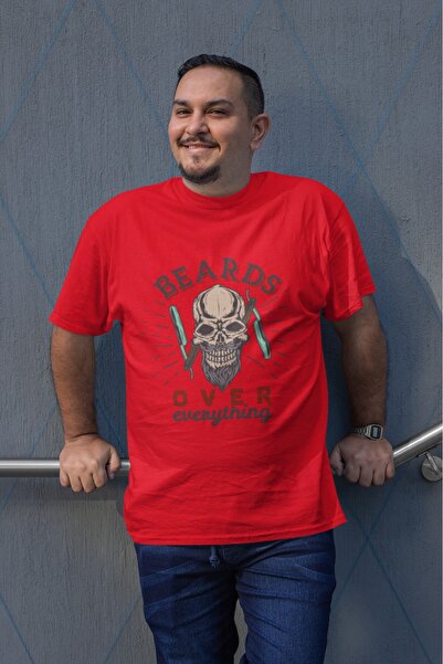 ArtYus Men's Beards over Transfer Printed Round Neck Short Sleeve T-Shirt