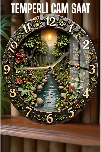 kutuTR Modern ve Dayanıklı Tasarım 3D Görünümlü Temperli Cam Saat – 33 cm CSD...