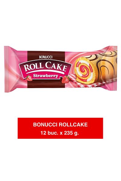 Bonucci ROLLCAKE – Roll cake with strawberry cream, 235g x 12 pieces