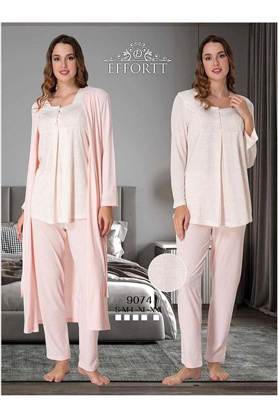 EM&FA TEKSTİL Pregnant Maternity Pajama Set with Robe