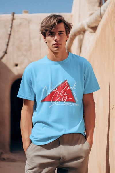 ArtYus ΑΝΔΡΙΚΟ ΜΠΛΟΥΖΑ ΤΡΙΓΩΝΙΟ NYC ΜΕ ΣΤΑΥΡΩΜΕΝΟ ΣΧΕΔΙΟ ΜΕ ΣΤΡΟΓΓΥΛΗ ΛΑΜΠΑ Κ...