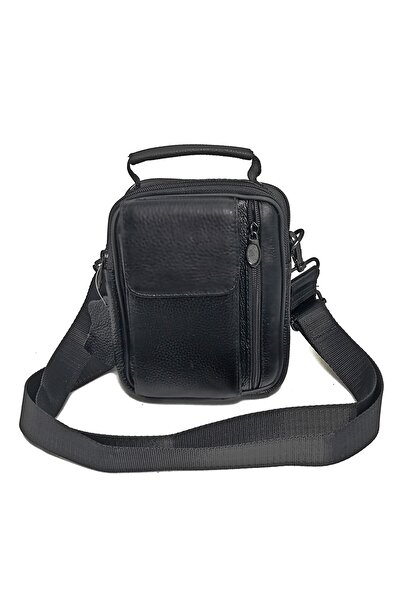 Magrot Black genuine leather bag, with phone holder, for hand, shoulder or be...