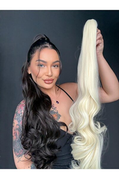 Suzan Peruk Platin Tokalı Mandallı Postiş At kuyruğu Ekstra uzun SERİ SAÇ TAM...