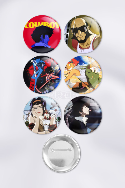 ZipZap Cowboy Bebop Çanta Süsü Rozet İğneli Buton Rozet Seti (6 ADET)