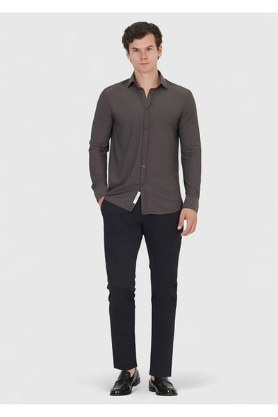 Ramsey Burgundy Plain Regular Fit Woven Classic Shirt