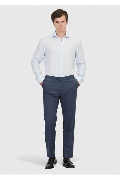 Ramsey Blue Plain Regular Fit Woven Classic Shirt