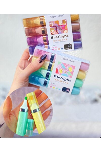 ÖZ KIRTASİYE 4'lü Simli Yaldızlı Fosforlu Kalem (1paket 4'lü)