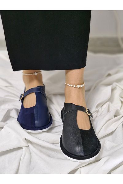 aayak&kabımofficial Genuine Leather Women's Casual Shoes – Elegant Buckle Model