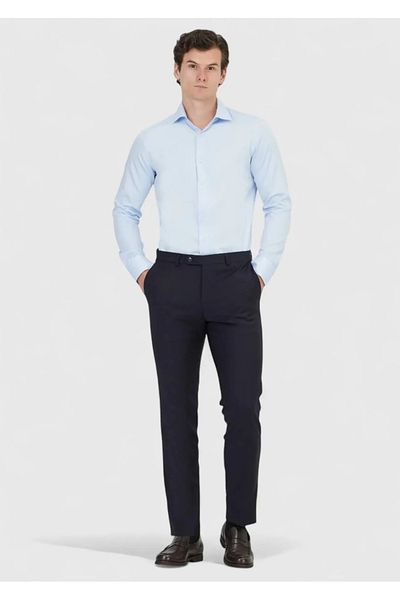 Ramsey Dark Blue Plain Slim Fit Woven Classic 100% Cotton Shirt