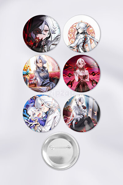 ZipZap Arlecchino Genshin impact Çanta Süsü Rozet İğneli Buton Rozet Seti (6 ...