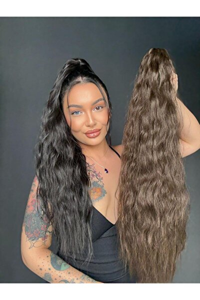 Suzan Peruk Kumral Afro Dalgalı Tokalı Mandallı Postiş At kuyruğu Ekstra uzun...